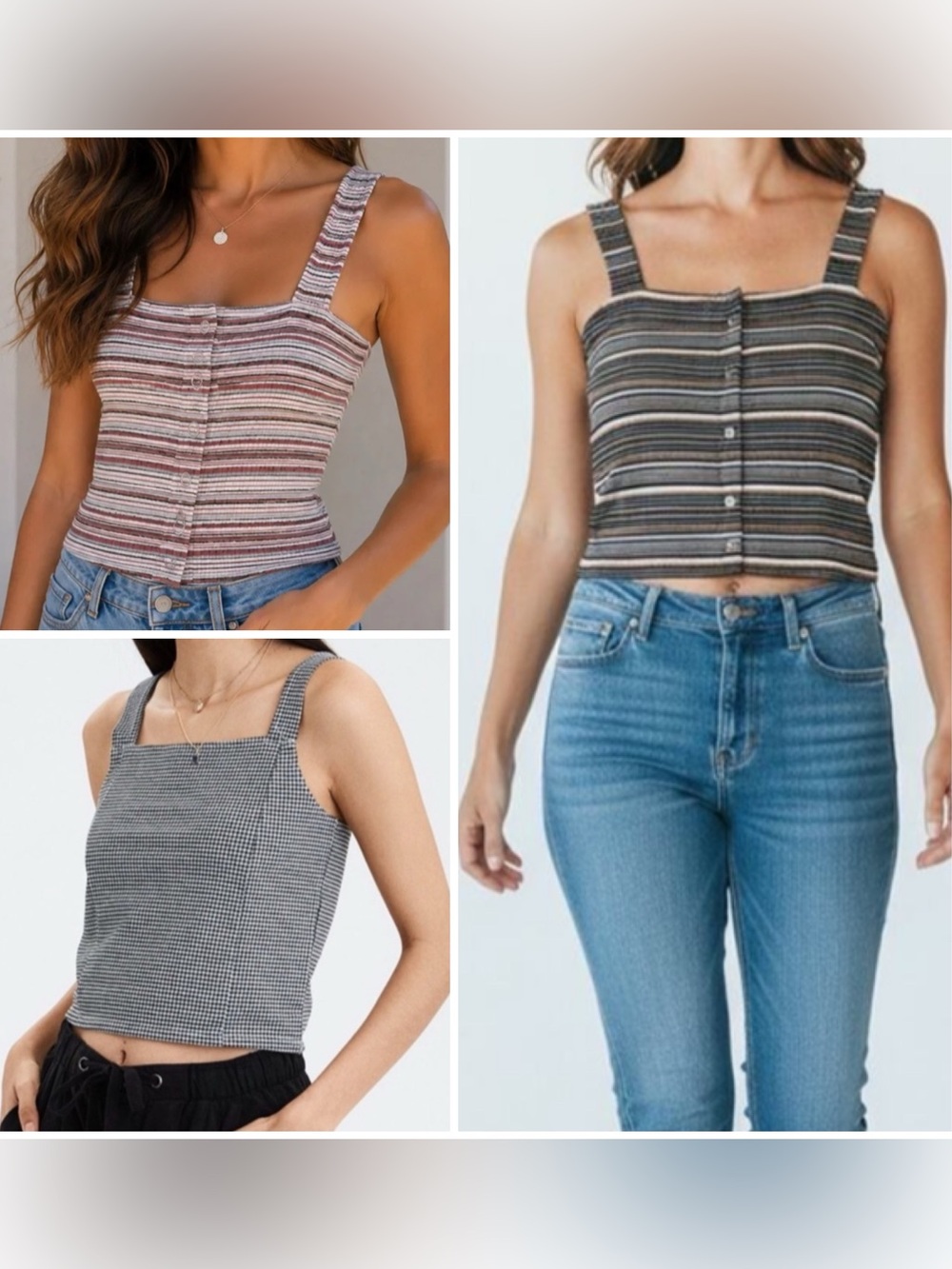 Bundle American Eagle Striped button front & Gingham Crop Tank Top Set M LN